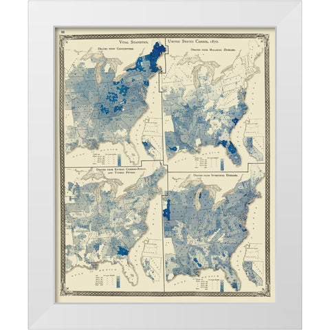United States Distribution of Diseases White Modern Wood Framed Art Print by Baskin