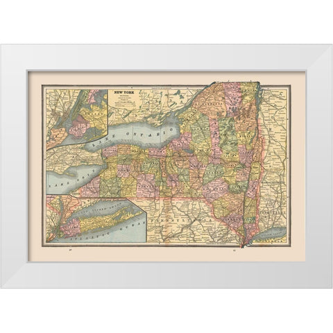 New York, United States - Cram 1888 White Modern Wood Framed Art Print by Cram