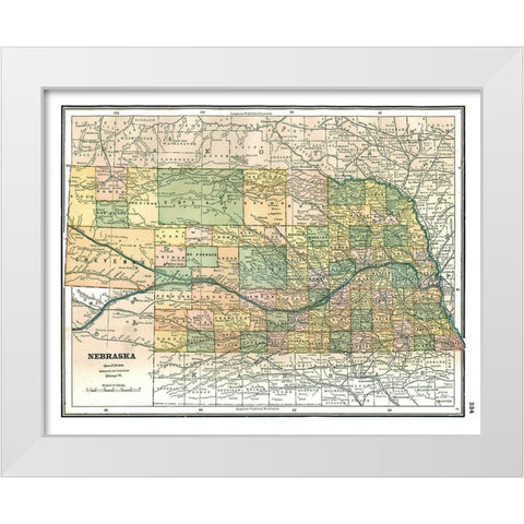 Nebraska - Johnson 1888 White Modern Wood Framed Art Print by Johnson