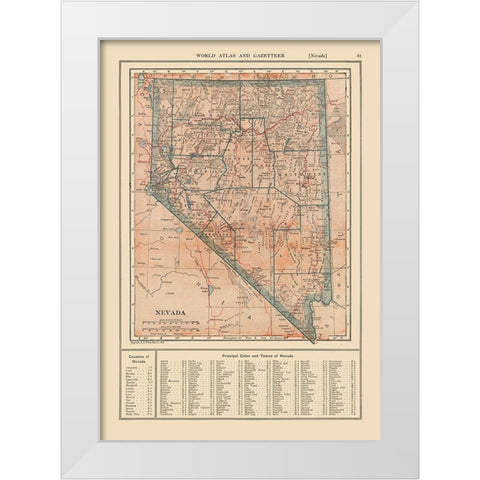 Nevada - Reynold 1921 White Modern Wood Framed Art Print by Reynold