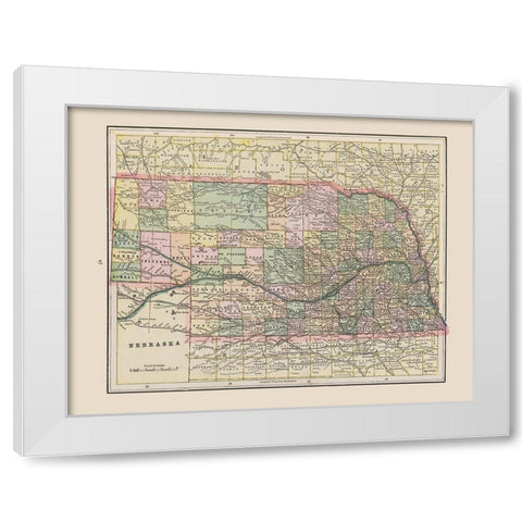 Nebraska - Cram 1892 White Modern Wood Framed Art Print by Cram