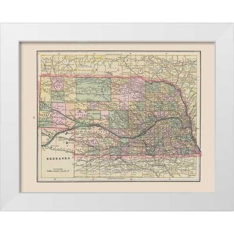Nebraska - Cram 1892 White Modern Wood Framed Art Print by Cram