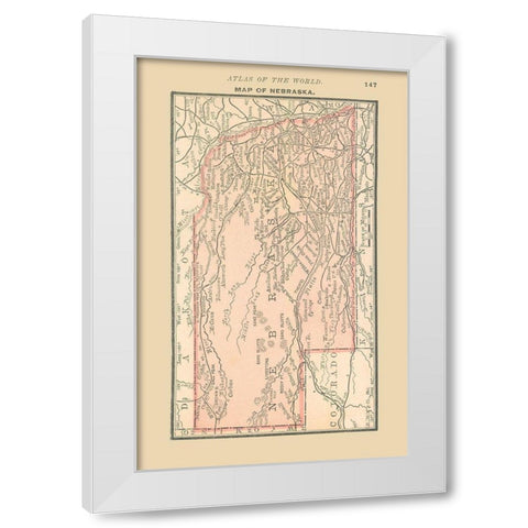 Nebraska - Alden 1886 White Modern Wood Framed Art Print by Alden