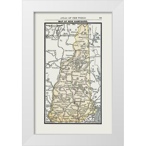 New Hampshire - Alden 1886 White Modern Wood Framed Art Print by Alden