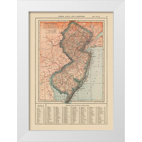 New Jersey - Reynold 1921 White Modern Wood Framed Art Print by Reynold