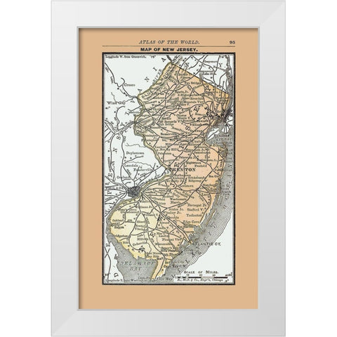 New Jersey - Alden 1886 White Modern Wood Framed Art Print by Alden