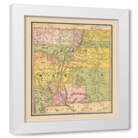 New Mexico, United States - Cram 1888 White Modern Wood Framed Art Print by Cram
