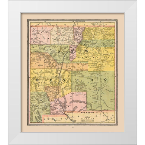 New Mexico, United States - Cram 1888 White Modern Wood Framed Art Print by Cram