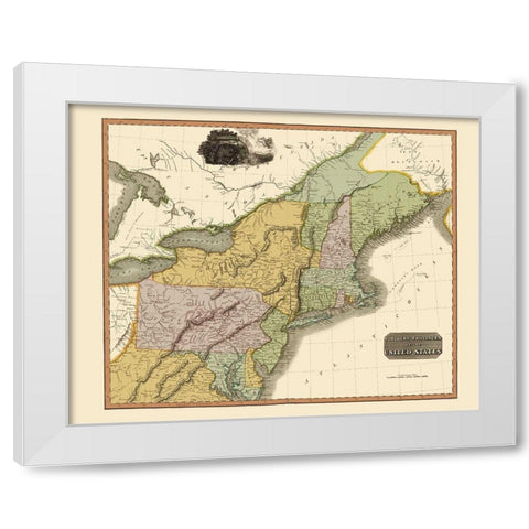 Northeastern United States - Thomson 1817 White Modern Wood Framed Art Print by Thomson