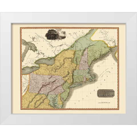 Northeastern United States - Thomson 1817 White Modern Wood Framed Art Print by Thomson
