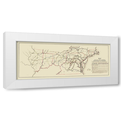 Harrisburg to Pittsburg Projected Railway - 1840 White Modern Wood Framed Art Print by Unknown