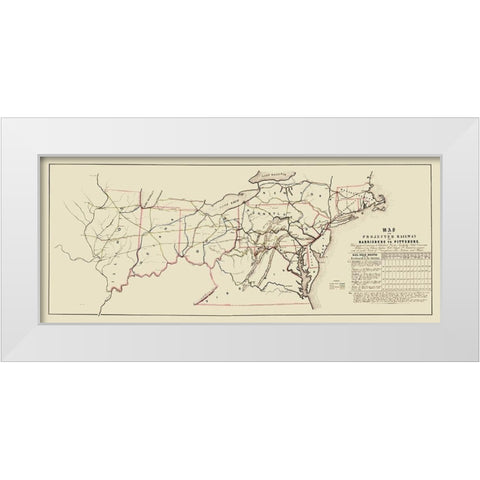 Harrisburg to Pittsburg Projected Railway - 1840 White Modern Wood Framed Art Print by Unknown