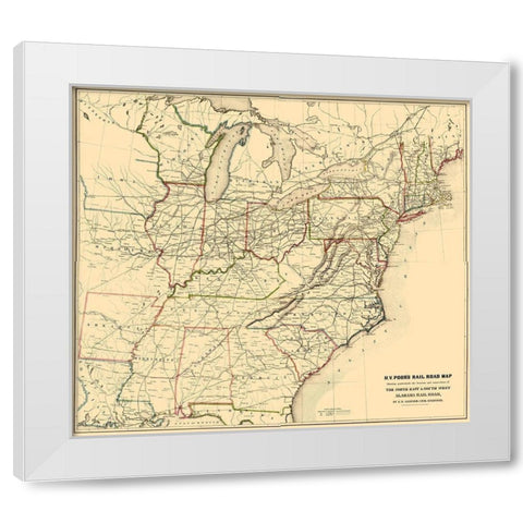 North East and South West Alabama 1854 White Modern Wood Framed Art Print by Poor