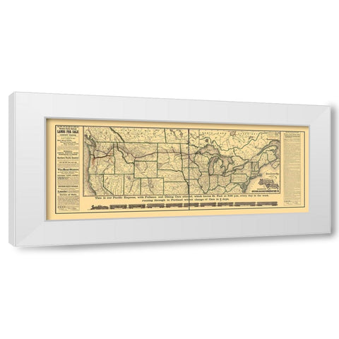 Northern Pacific Railroad - Rand McNally 1883 White Modern Wood Framed Art Print by Rand McNally