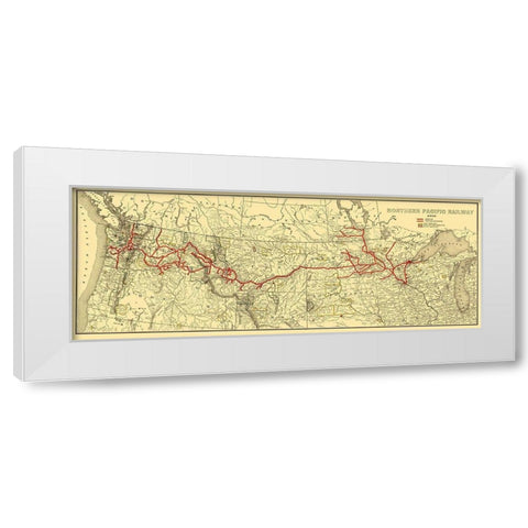 Northern Pacific Railway - Poates 1900 White Modern Wood Framed Art Print by Poates