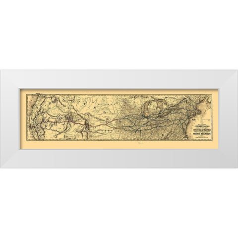 Proposed Central United States to Pacific 1850 White Modern Wood Framed Art Print by Unknown