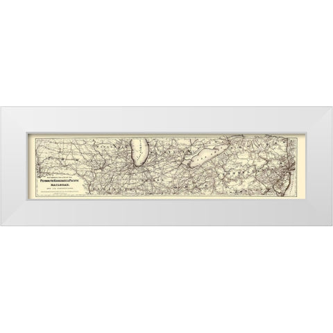 Plymouth Kankakee and Pacific Railroad 1871 White Modern Wood Framed Art Print by Colton