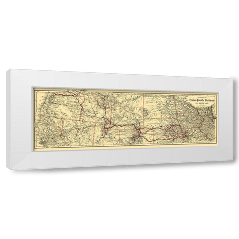 Union Pacific Railway - Colton 1888 White Modern Wood Framed Art Print by Colton