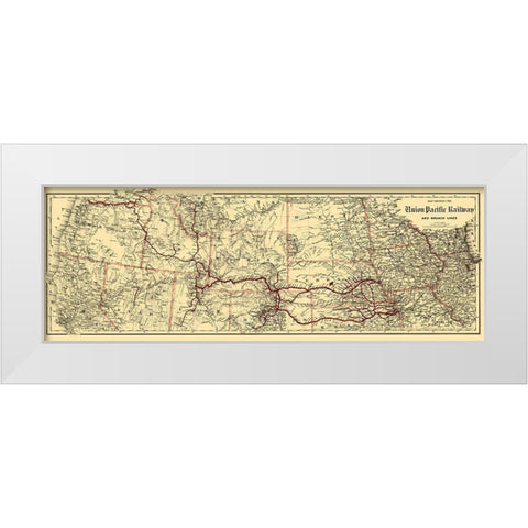 Union Pacific Railway - Colton 1888 White Modern Wood Framed Art Print by Colton