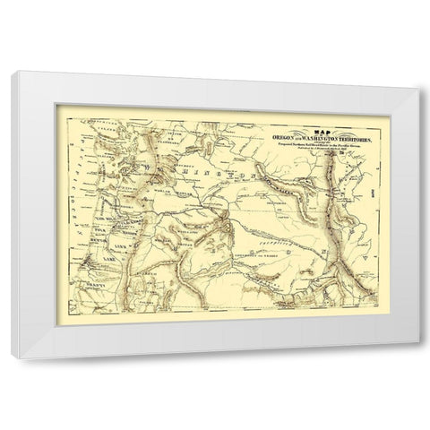 Oregon and Washington Proposed Railroad Route 1855 White Modern Wood Framed Art Print by Disturnell