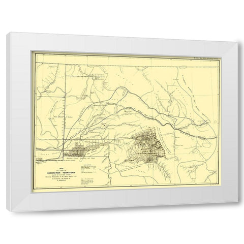 Washington Territory East of Cascade Mts White Modern Wood Framed Art Print by Bien