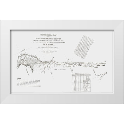 Missouri to Oregon Trail - Preuss 1846 White Modern Wood Framed Art Print by Preuss