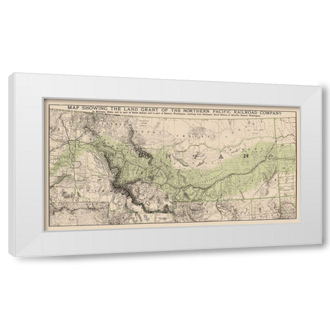 Northern Pacific Railroad Land Grants 1890 White Modern Wood Framed Art Print by Rand McNally
