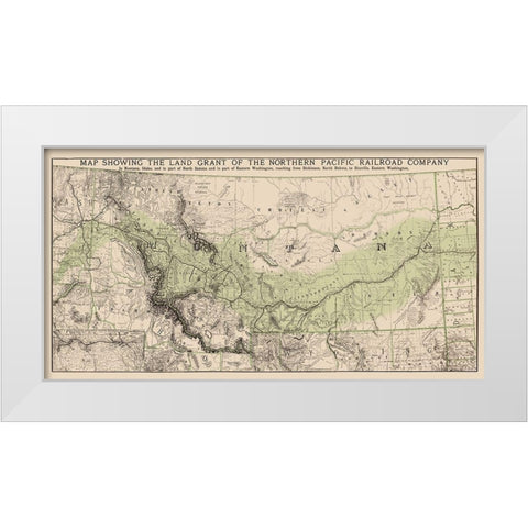 Northern Pacific Railroad Land Grants 1890 White Modern Wood Framed Art Print by Rand McNally