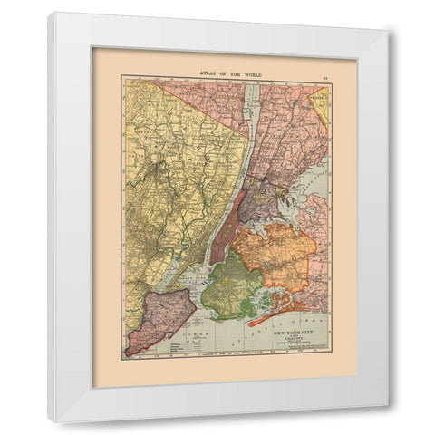 New York City New York - Hammond 1910 White Modern Wood Framed Art Print by Hammond