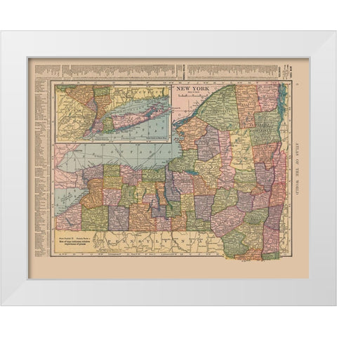 New York - Hammond 1910 White Modern Wood Framed Art Print by Hammond