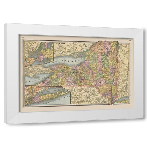 New York - Johnson 1888 White Modern Wood Framed Art Print by Johnson