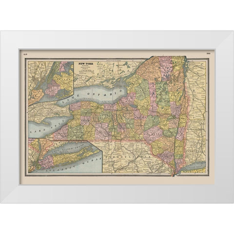 New York - Johnson 1888 White Modern Wood Framed Art Print by Johnson