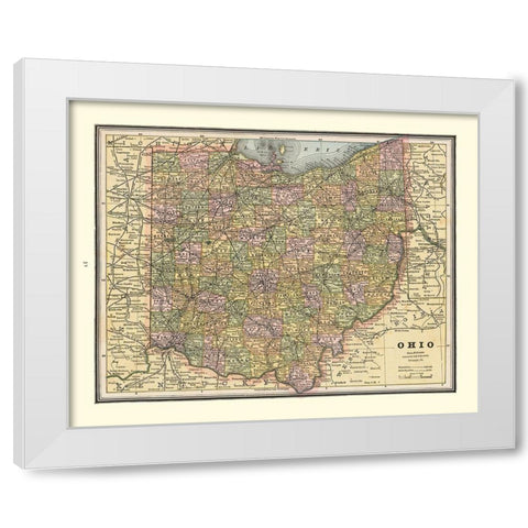 Ohio - Cram 1888 White Modern Wood Framed Art Print by Cram
