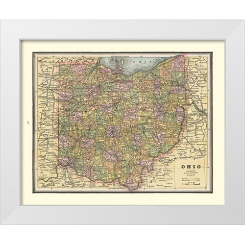 Ohio - Cram 1888 White Modern Wood Framed Art Print by Cram