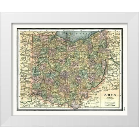 Ohio - Johnson 1888 White Modern Wood Framed Art Print by Johnson