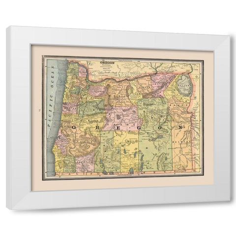 Oregon, United States - Cram 1888 White Modern Wood Framed Art Print by Cram