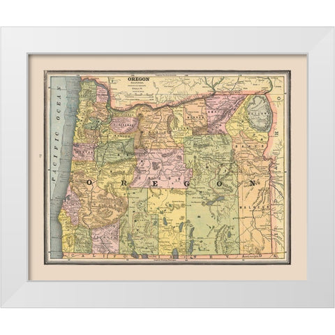 Oregon, United States - Cram 1888 White Modern Wood Framed Art Print by Cram