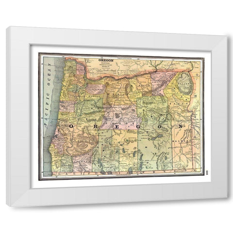 Oregon - Johnson 1888 White Modern Wood Framed Art Print by Johnson