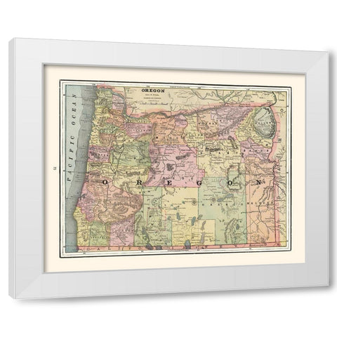 Oregon - Cram 1892 White Modern Wood Framed Art Print by Cram