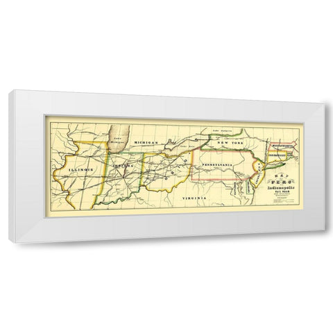 Peru and Indianapolis Railroad - Leefe 1856 White Modern Wood Framed Art Print by Leefe