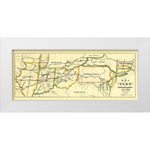 Peru and Indianapolis Railroad - Leefe 1856 White Modern Wood Framed Art Print by Leefe