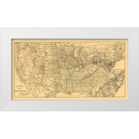 Pennsylvania Railroad - Allen 1893 White Modern Wood Framed Art Print by Allen