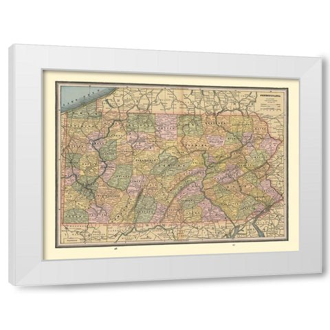 Pennsylvania - Cram 1888 White Modern Wood Framed Art Print by Cram
