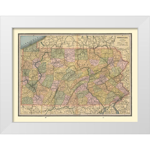 Pennsylvania - Cram 1888 White Modern Wood Framed Art Print by Cram