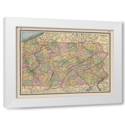 Pennsylvania - Johnson 1888 White Modern Wood Framed Art Print by Johnson
