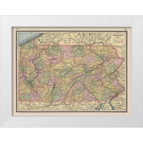 Pennsylvania - Johnson 1888 White Modern Wood Framed Art Print by Johnson