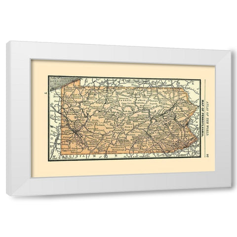 Pennsylvania - Alden 1886 White Modern Wood Framed Art Print by Alden