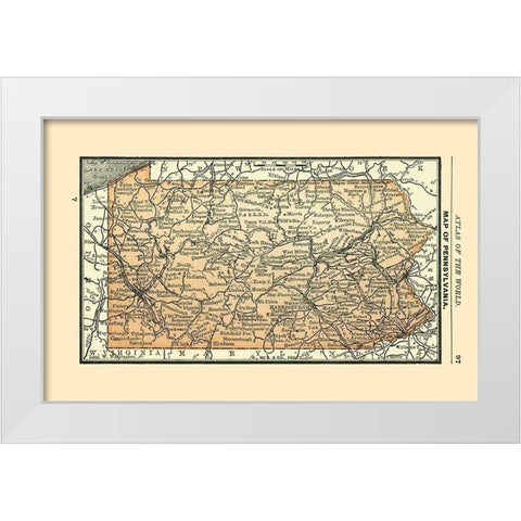 Pennsylvania - Alden 1886 White Modern Wood Framed Art Print by Alden