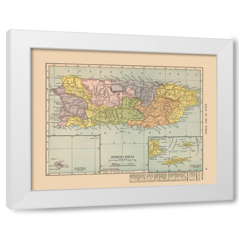 Central America Puerto Rico - Hammond 1910 White Modern Wood Framed Art Print by Hammond