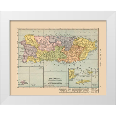 Central America Puerto Rico - Hammond 1910 White Modern Wood Framed Art Print by Hammond